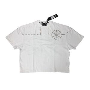 Hudson Outerwear Crew Neck T-Shirt Swords Studs Mens White 594